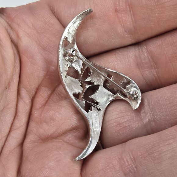 Vintage Crown Trifari Atomic MCM Unique Brooch Abstract Pointed Silver Tone - Picture 3 of 5